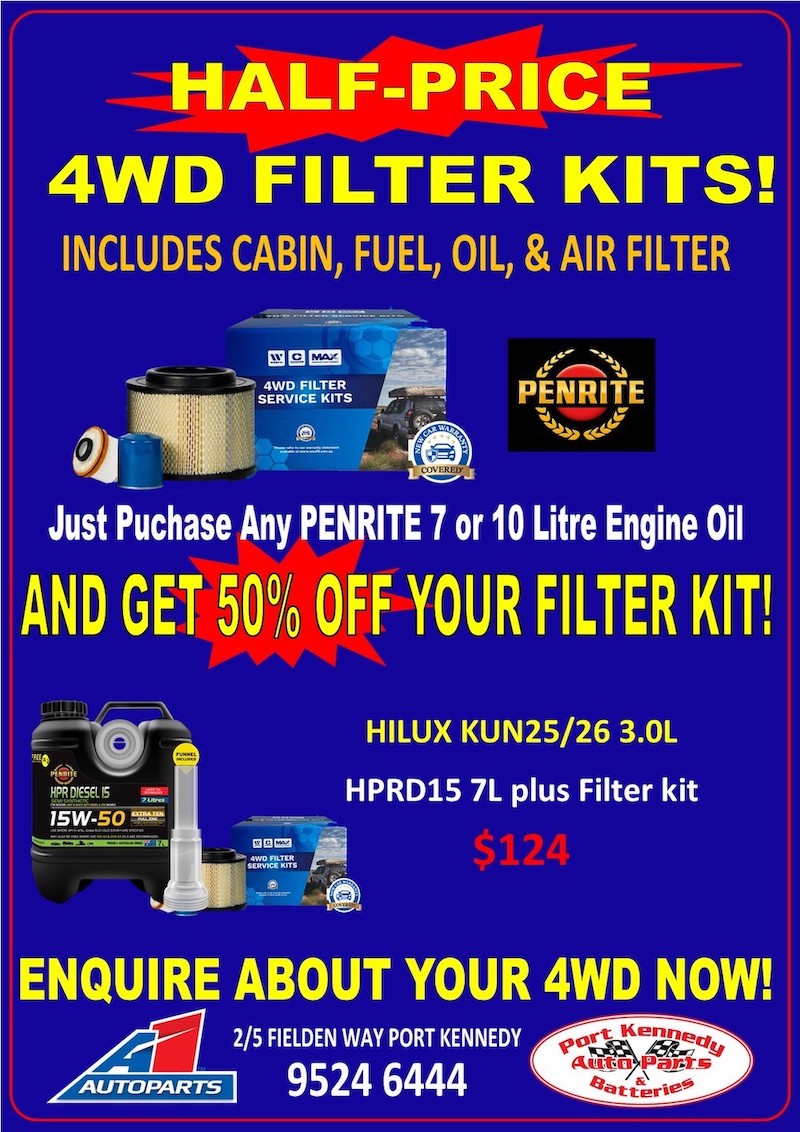 1/2 Price Filter Kits with any purchase of Penrite 7 or 10 Ltre Oil