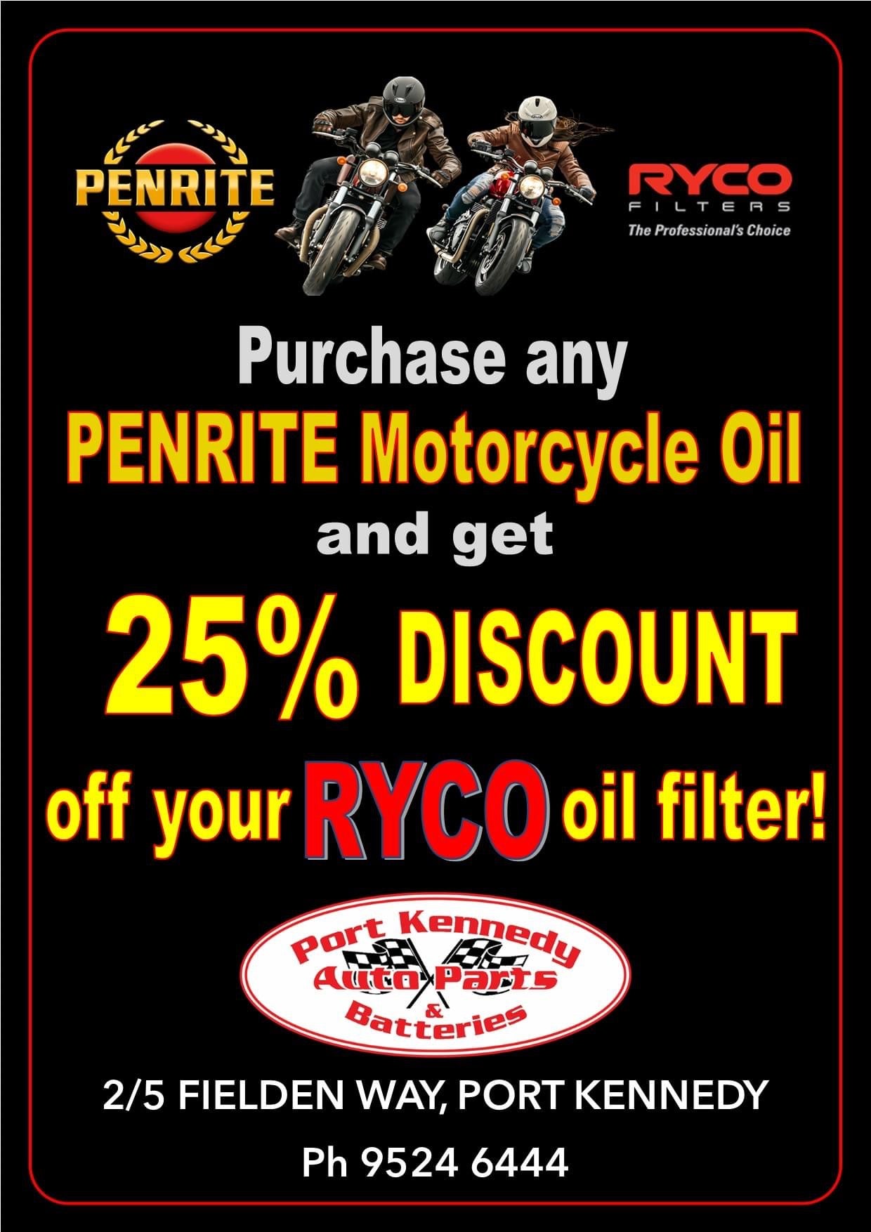 Penrite Motorcycle Oil & Ryco Filters