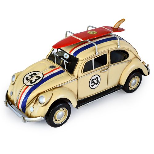Volkswagen (VW) Beetle 53 with Surfboard - Race Stripes 34cm