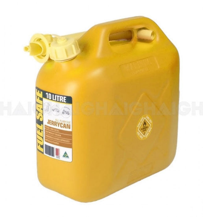 Fuel Can Yellow Plastic 10L FC10Y