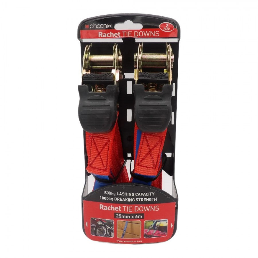 Phoenix Ratchet Straps 25mm x 6mt 650kg 2pk 14021 — Port Kennedy Auto ...