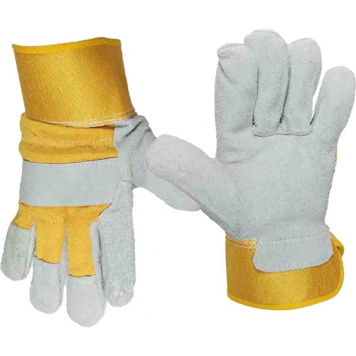 Riggers Gloves - Ab Grade Cow Hide Leather & Fabric 26Cm XL