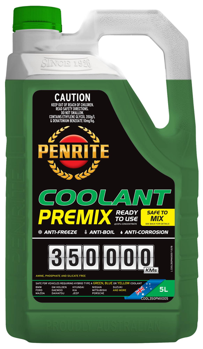 Penrite 350000 KM Green Coolant Premix - 5L COOL350PMX005 - Port Kennedy Auto Parts & Batteries 