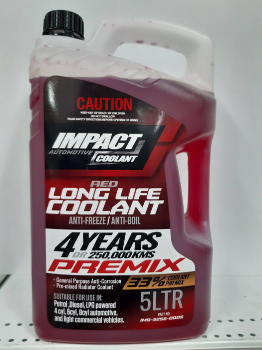 Coolant Impact Long Life Premix 33% Red-5LT - Port Kennedy Auto Parts & Batteries 