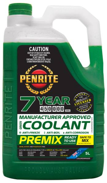 Coolant Penrite Green Premix 7YR 5L COOLGREENPMX005 - Port Kennedy Auto Parts & Batteries 